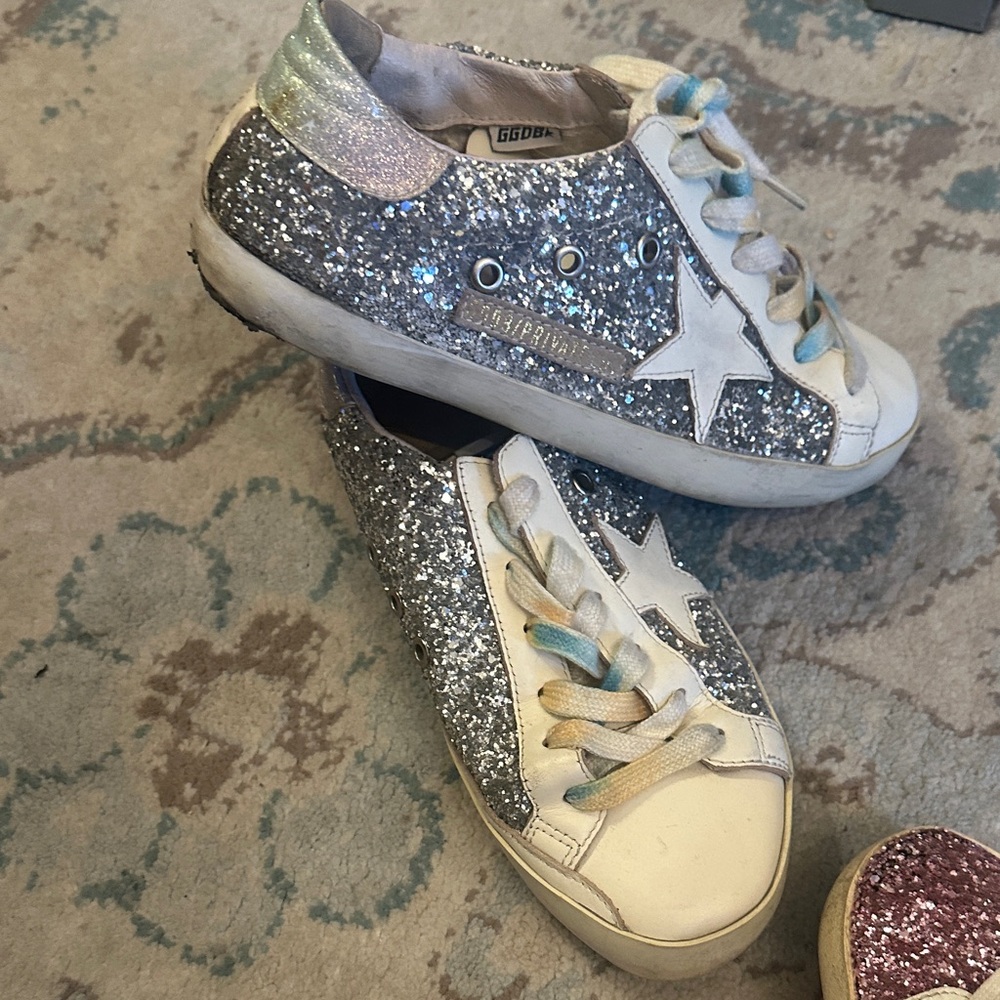 Glitter Sneakers with Star Design